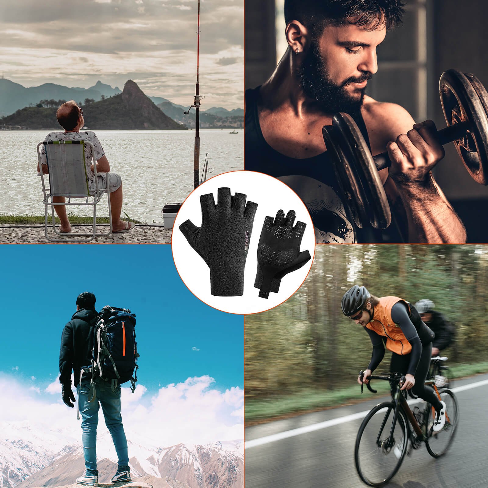 Phantom Shadow Sports Half Finger Gloves Black - Image 7