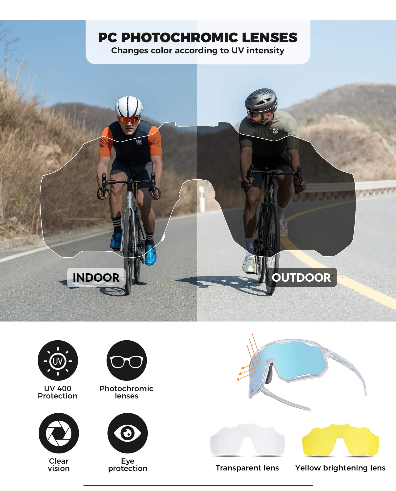 Photochromic Cycling Sunglasses 3 Lenses - SP351 - Image 12