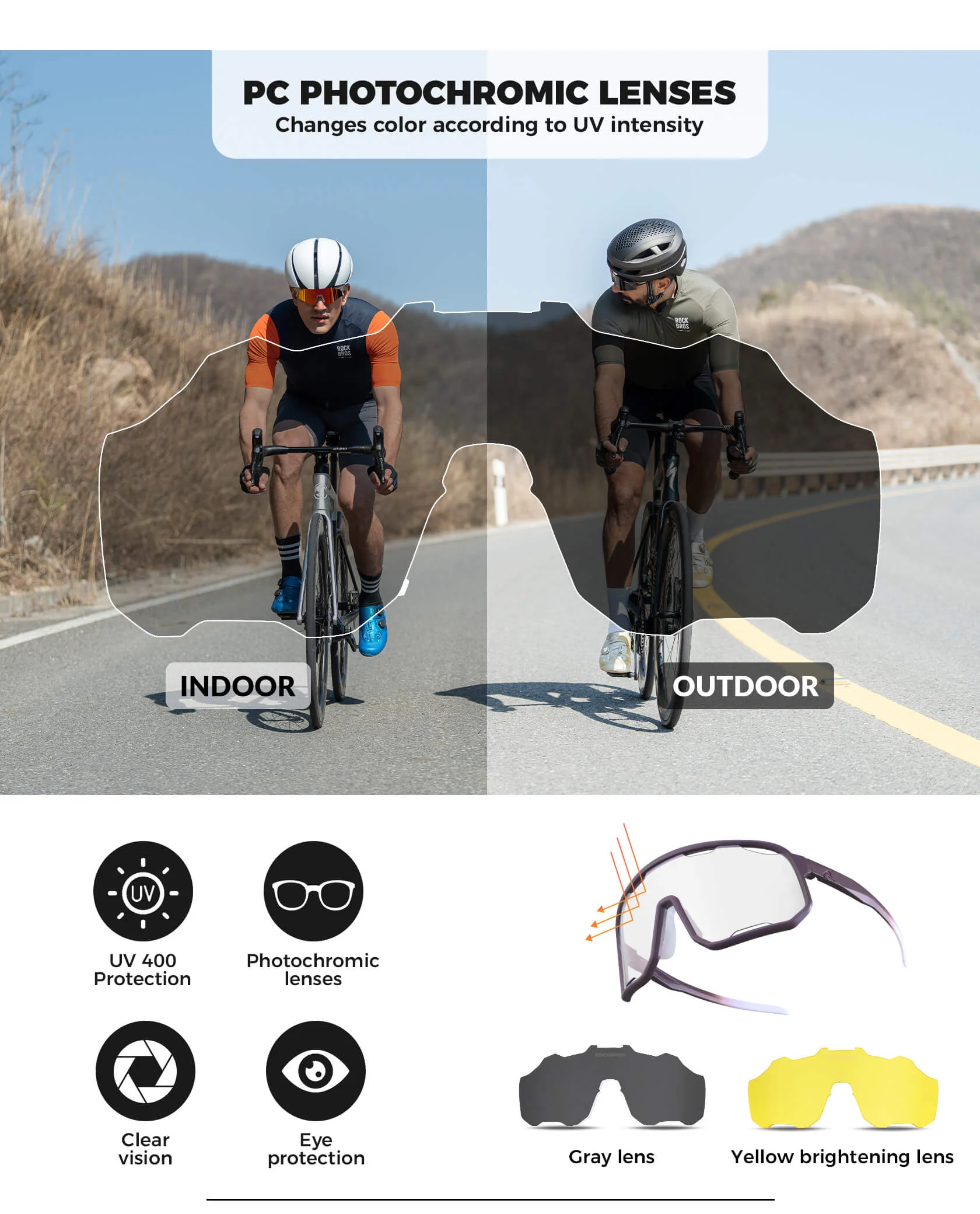 Photochromic Cycling Sunglasses 3 Lenses - SP351 - Image 3