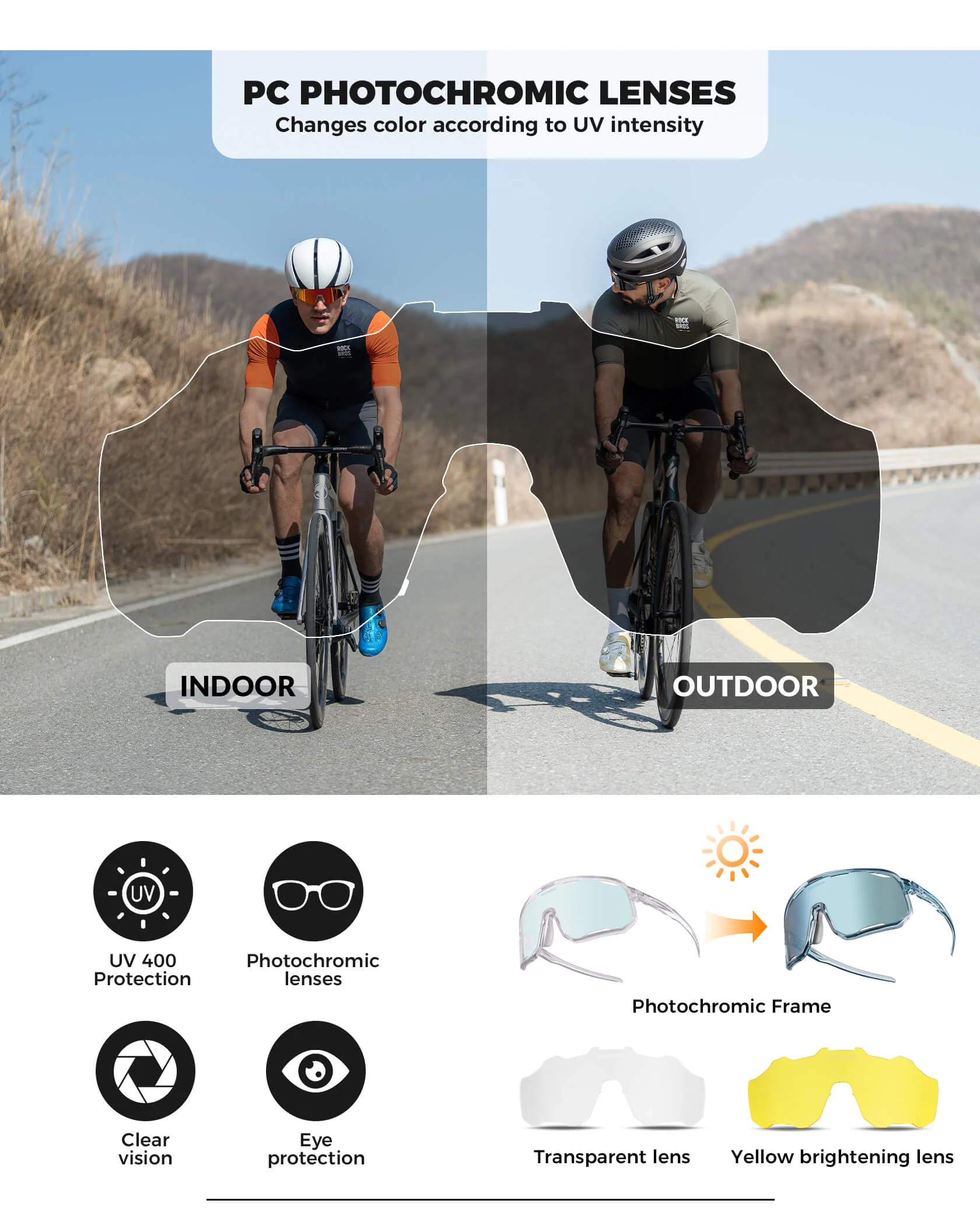 Photochromic Cycling Sunglasses 3 Lenses - SP351 - Image 6