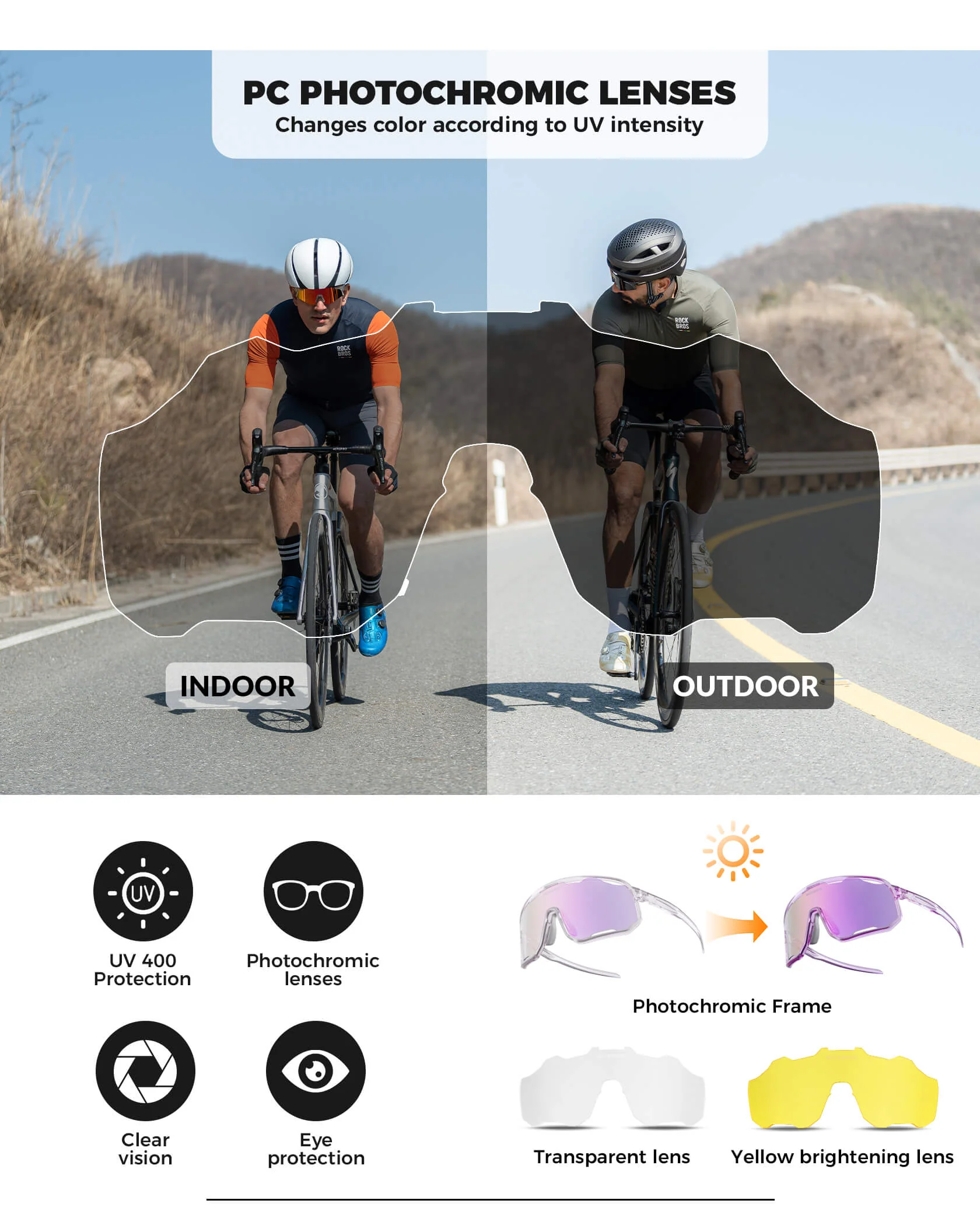 Photochromic Cycling Sunglasses 3 Lenses - SP351 - Image 9