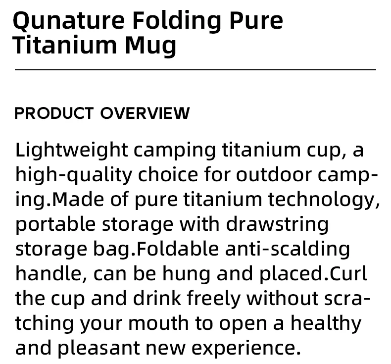 Qunature Pure Titanium Water Drink Cup 375ML Outdoor Camping Picnic Ultralight - Image 6