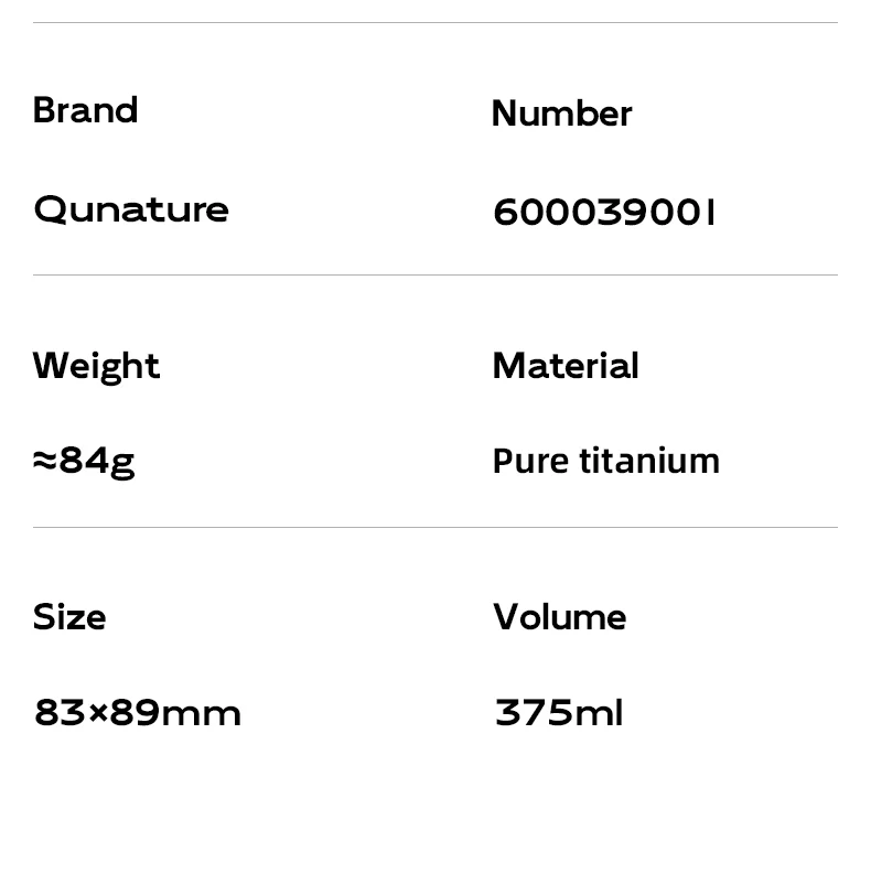 Qunature Pure Titanium Water Drink Cup 375ML Outdoor Camping Picnic Ultralight - Image 8