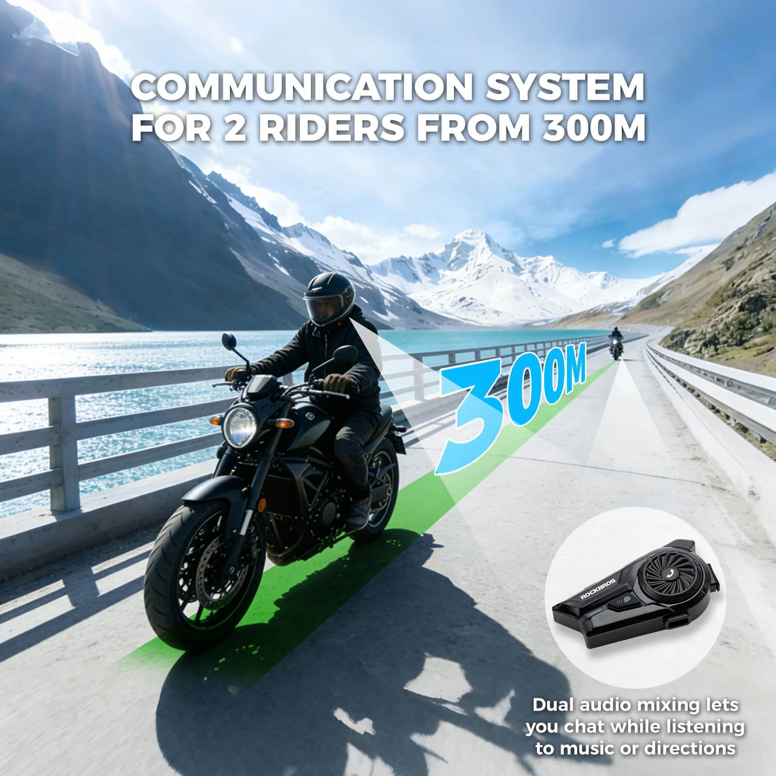 R1 Motorcycle Helmet Bluetooth Headset with Hands-Free Calling - Image 3
