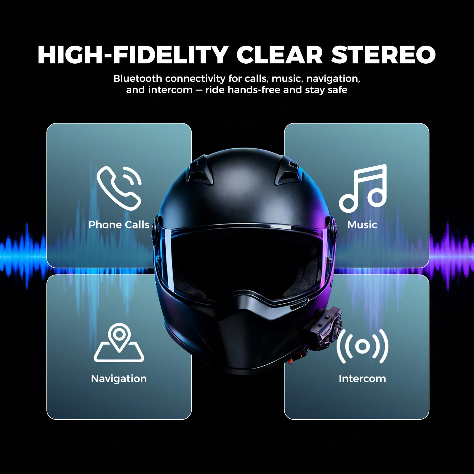 R1 Motorcycle Helmet Bluetooth Headset with Hands-Free Calling - Image 4