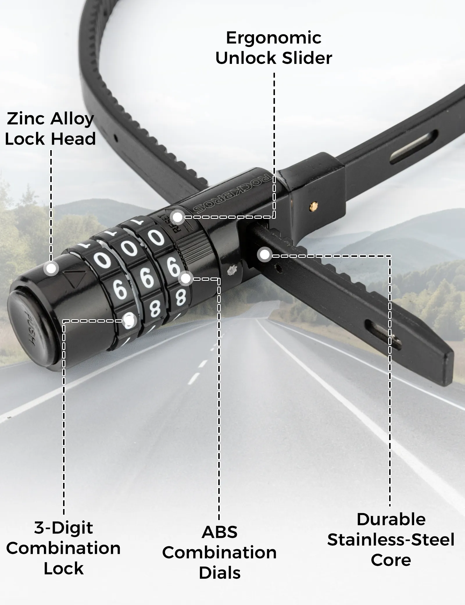 Reusable Cable Tie Bike Lock Lightweight Anti-Theft - Image 3