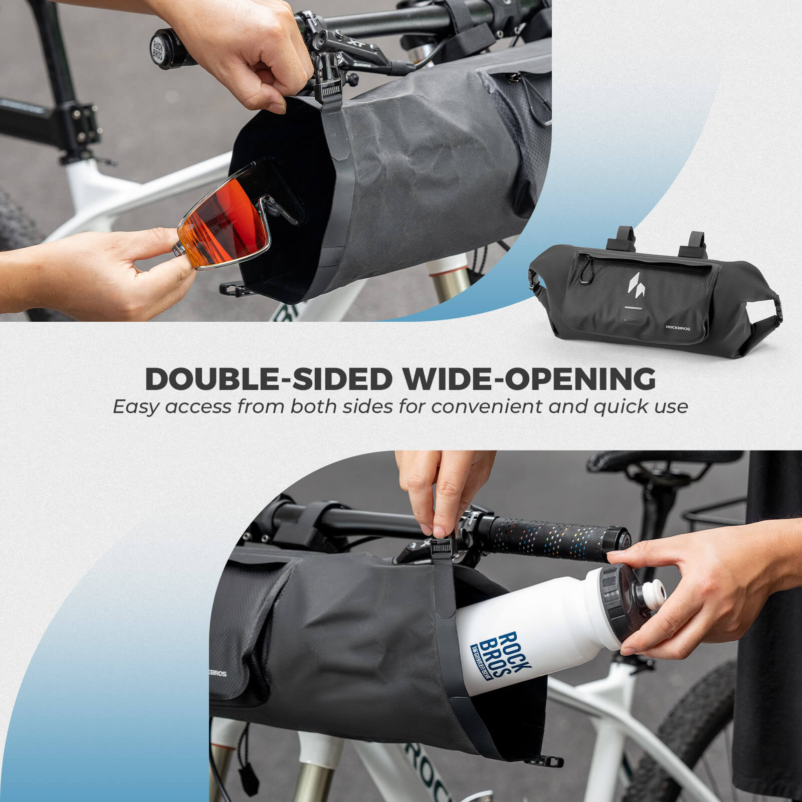 RideMate Waterproof Bike Handlebar Bag 8L Double-sided Opening Expanded Capacity - Image 4