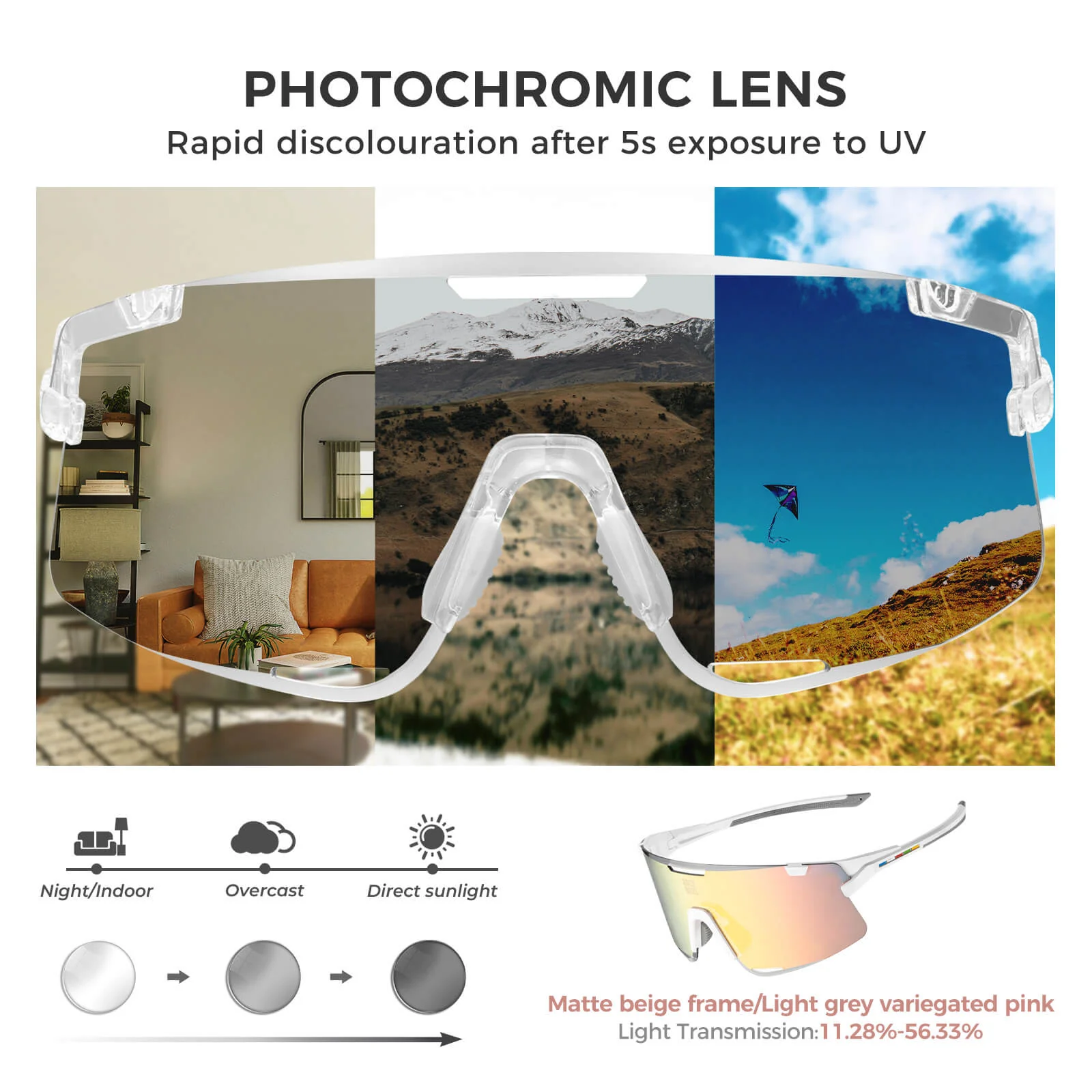 【ROAD TO SKY】 Photochromatic Cycling Sunglasses-BOUNDLESS (include two extra lenses) - Image 27