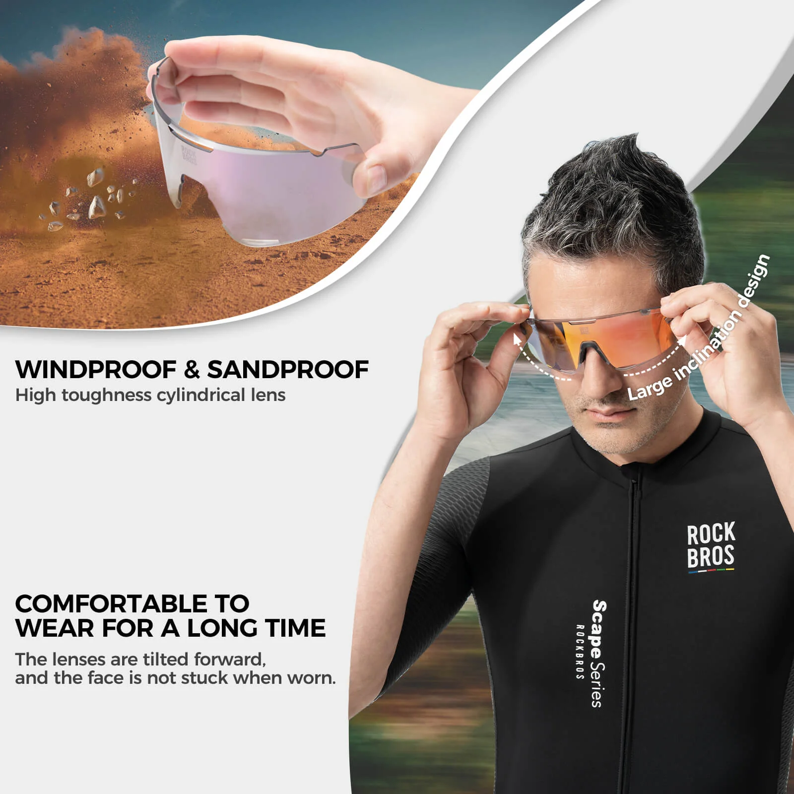 【ROAD TO SKY】 Photochromatic Cycling Sunglasses-BOUNDLESS (include two extra lenses) - Image 29