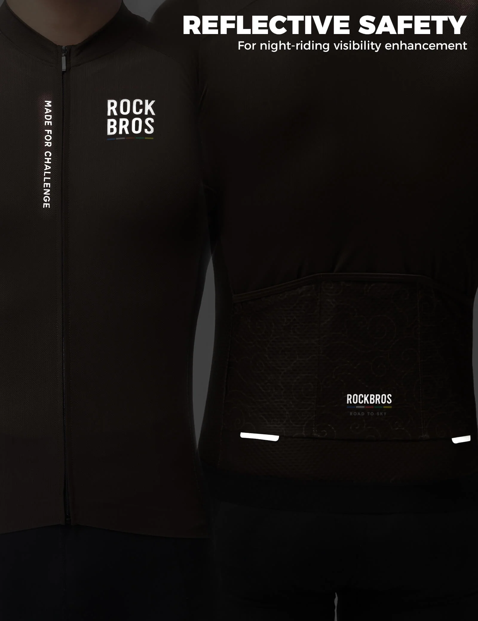 【ROAD TO SKY】ROCKBROS Long Sleeve Cycling Jersey - Image 2