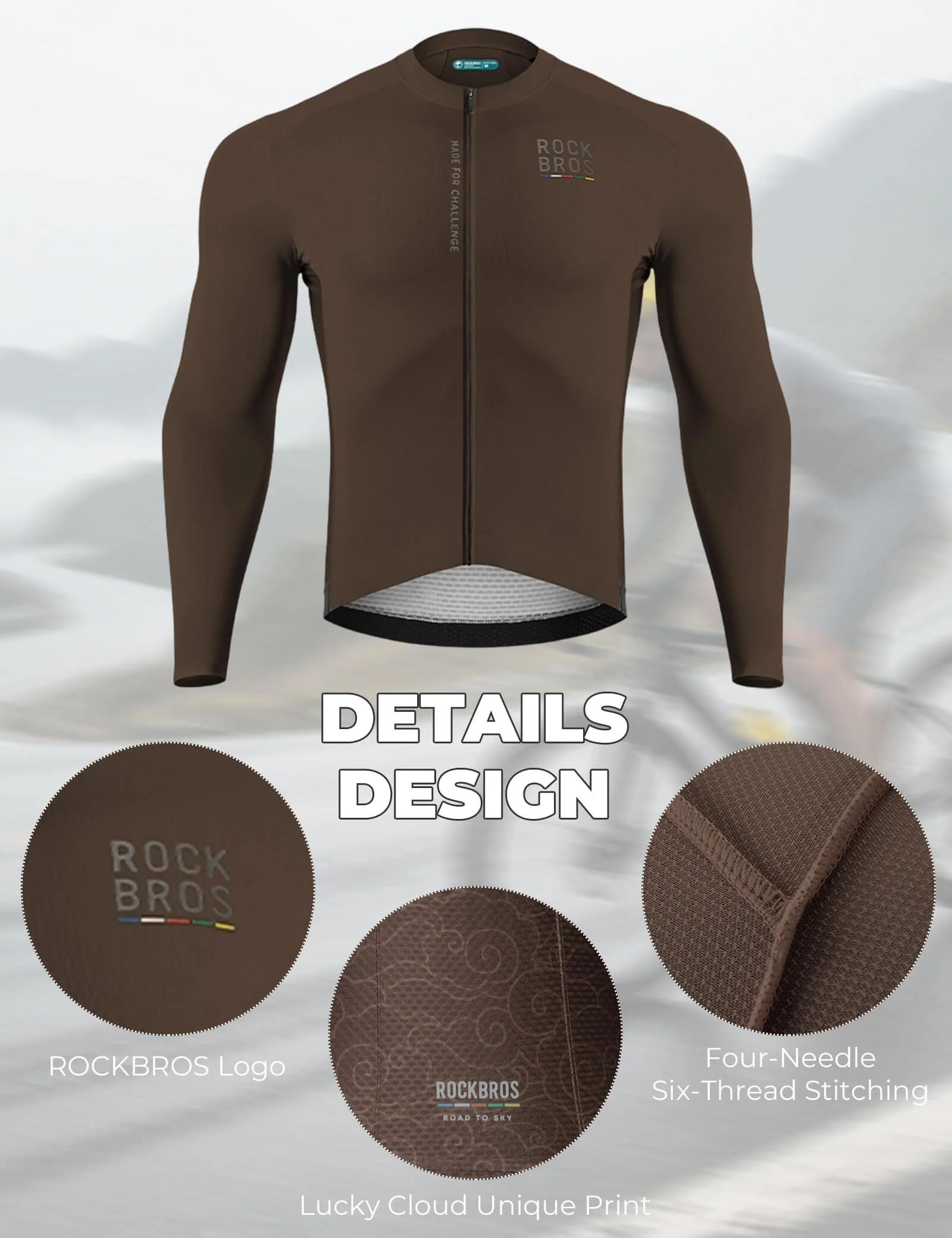 【ROAD TO SKY】ROCKBROS Long Sleeve Cycling Jersey - Image 3