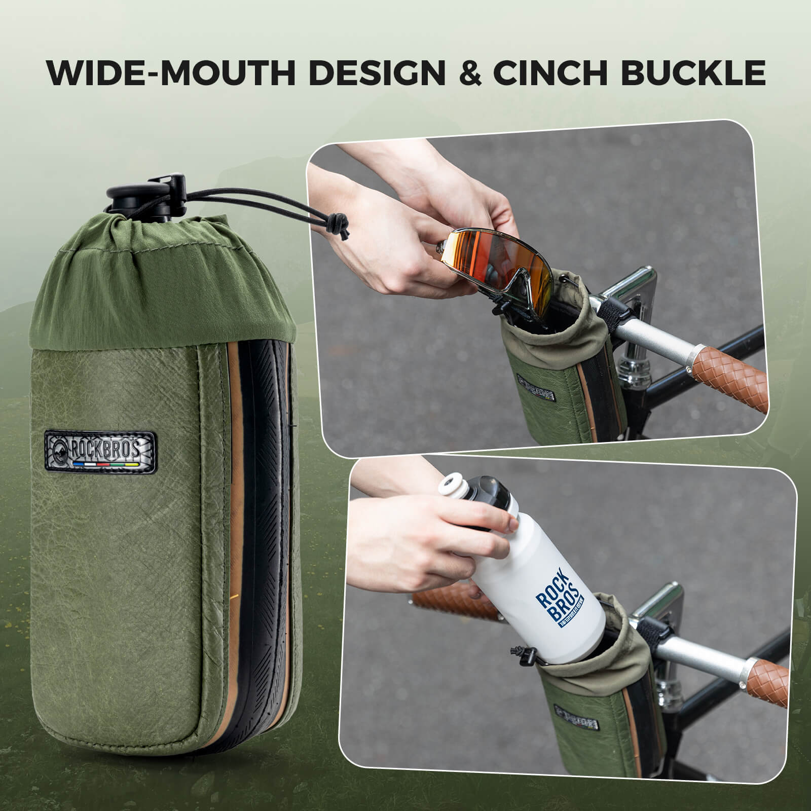 【ROAD TO SKY】Upcycled Tire Rubber Bike Bottle Bag 0.8L Eco-Friendly - Image 3