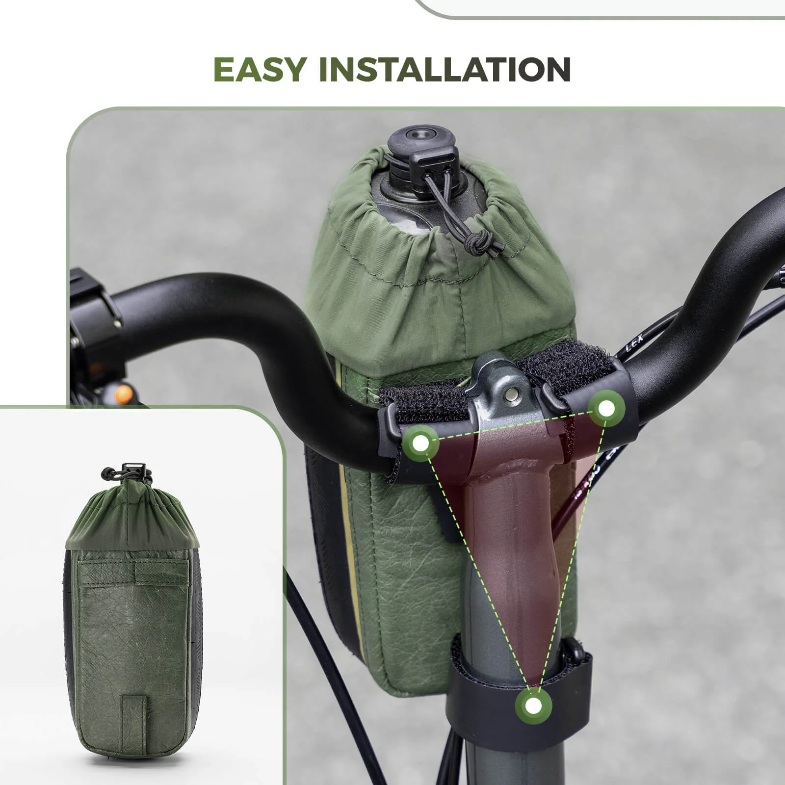 【ROAD TO SKY】Upcycled Tire Rubber Bike Bottle Bag 0.8L Eco-Friendly - Image 5
