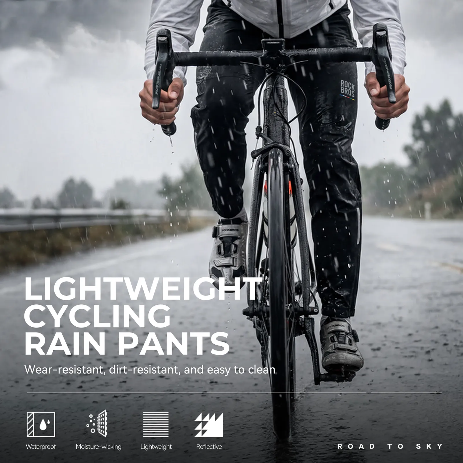 【ROAD TO SKY】 Waterproof Cycling Rain Pants Fully Seam-Sealed Unisex - Image 3