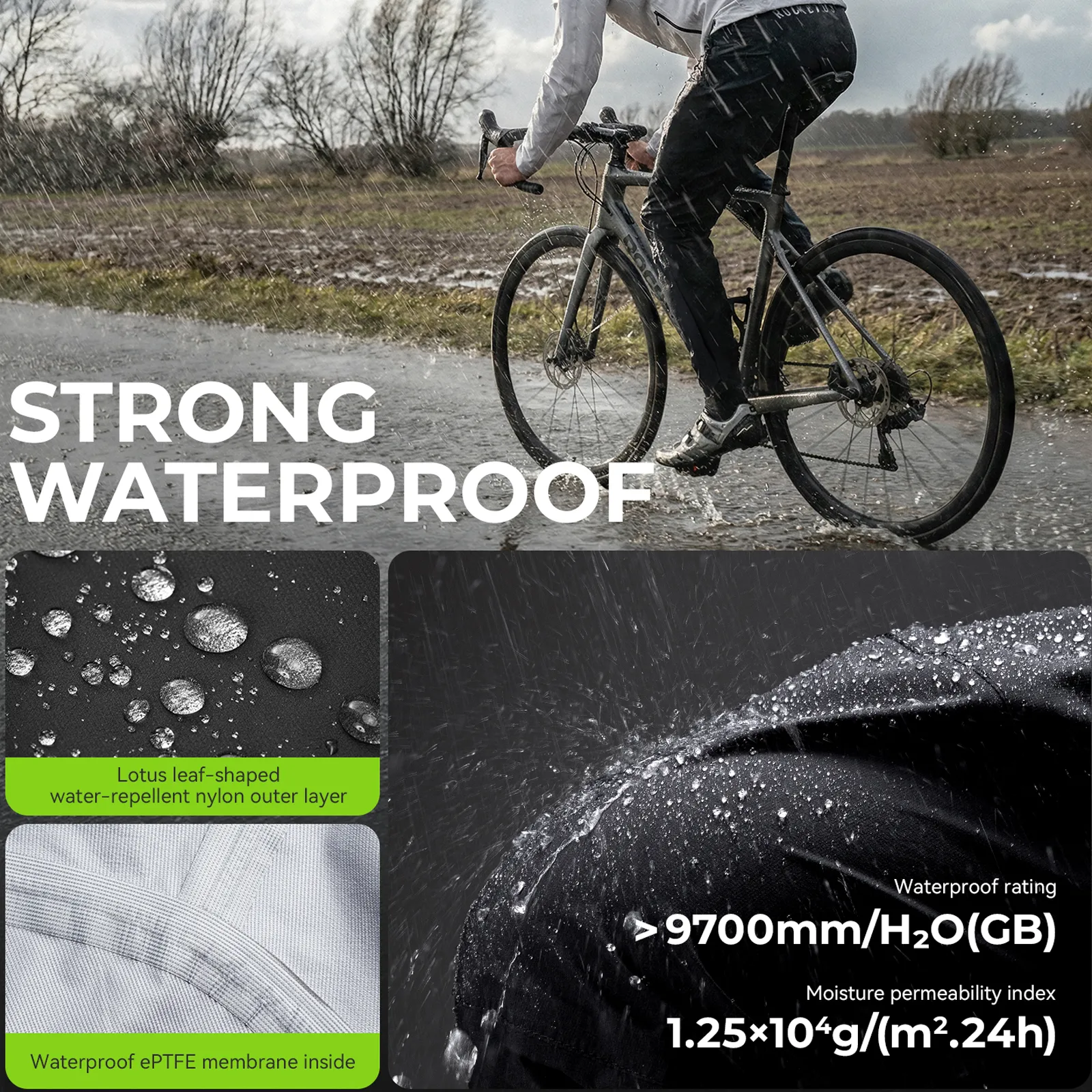 【ROAD TO SKY】 Waterproof Cycling Rain Pants Fully Seam-Sealed Unisex - Image 4
