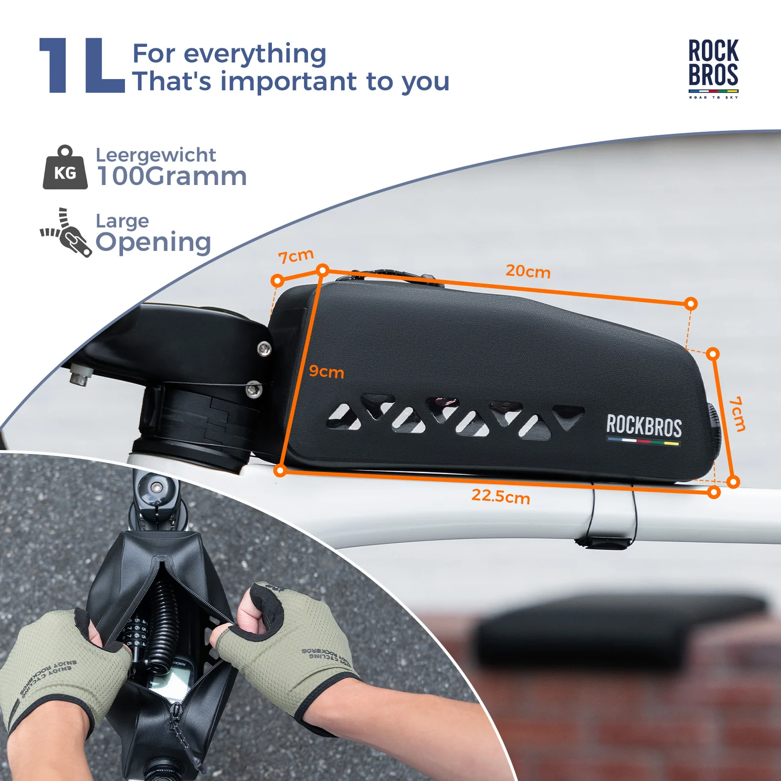 【ROAD TO SKY】 Waterptoof Bike Top Tube Bag-AS-142 - Image 27
