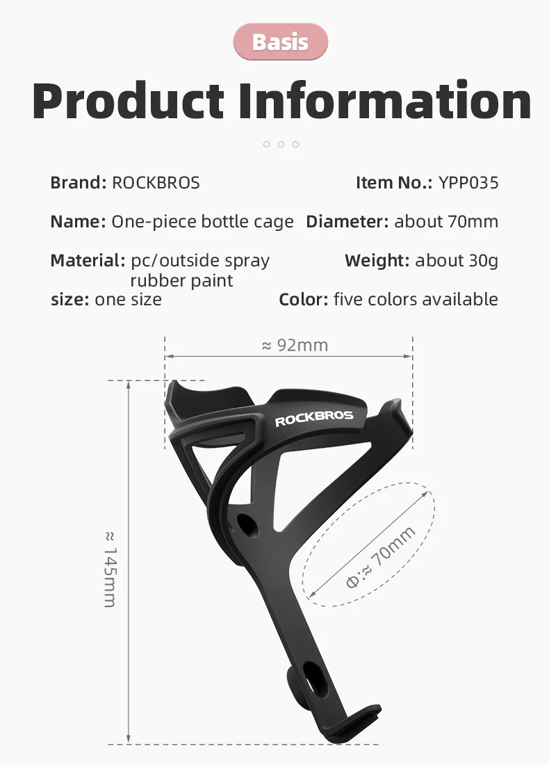 ROCKBROS 2pcs Bike Water Bottle Cage Holder Mount Bicycle Cycling Drink Cup Polycarbonate - Image 12