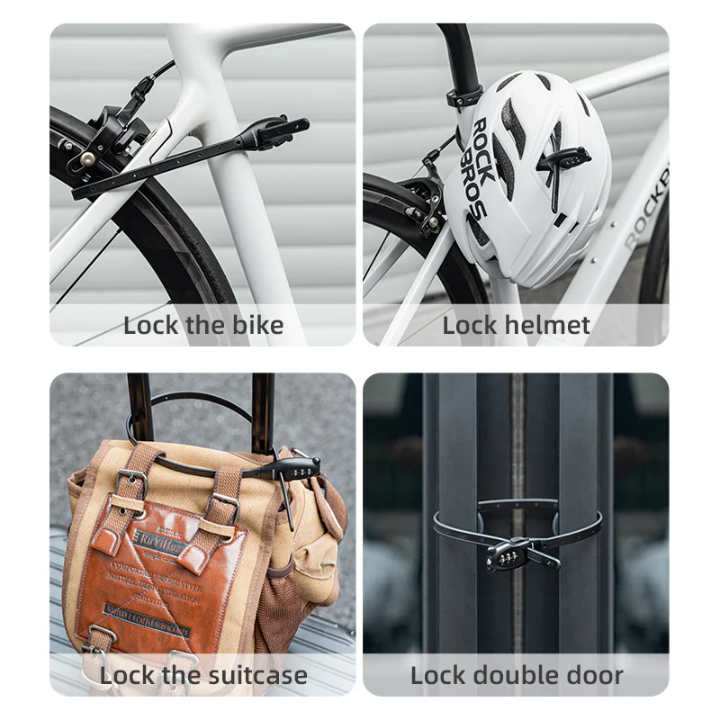 ROCKBROS 3-digit Password Tie Helmet Lock Multipurpose Bicycle Electric Scooter Motorcycle Portable Anti-theft Bike Accessories - Image 11