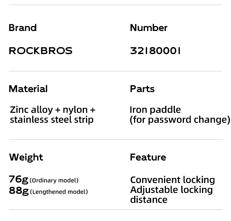 ROCKBROS 3-digit Password Tie Helmet Lock Multipurpose Bicycle Electric Scooter Motorcycle Portable Anti-theft Bike Accessories - Image 13