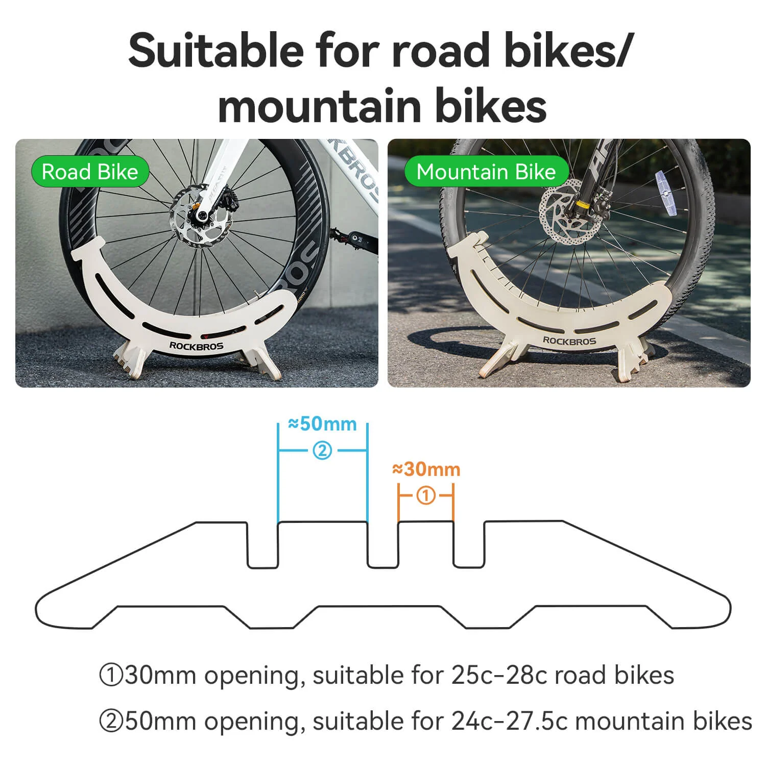 ROCKBROS Adjustable Wooden Bike Stand Durable Floor Rack - Image 4