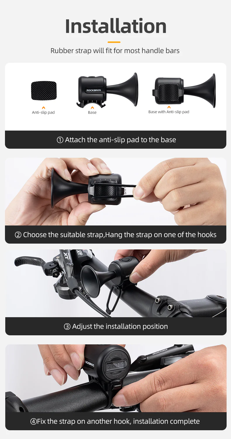 ROCKBROS Bicycle Bike Electronic Horn 100dB Cycling Bell Alarm Ring Waterproof - Image 10