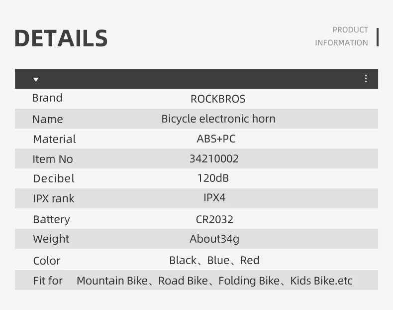 ROCKBROS Bicycle Bike Electronic Horn 100dB Cycling Bell Alarm Ring Waterproof - Image 8