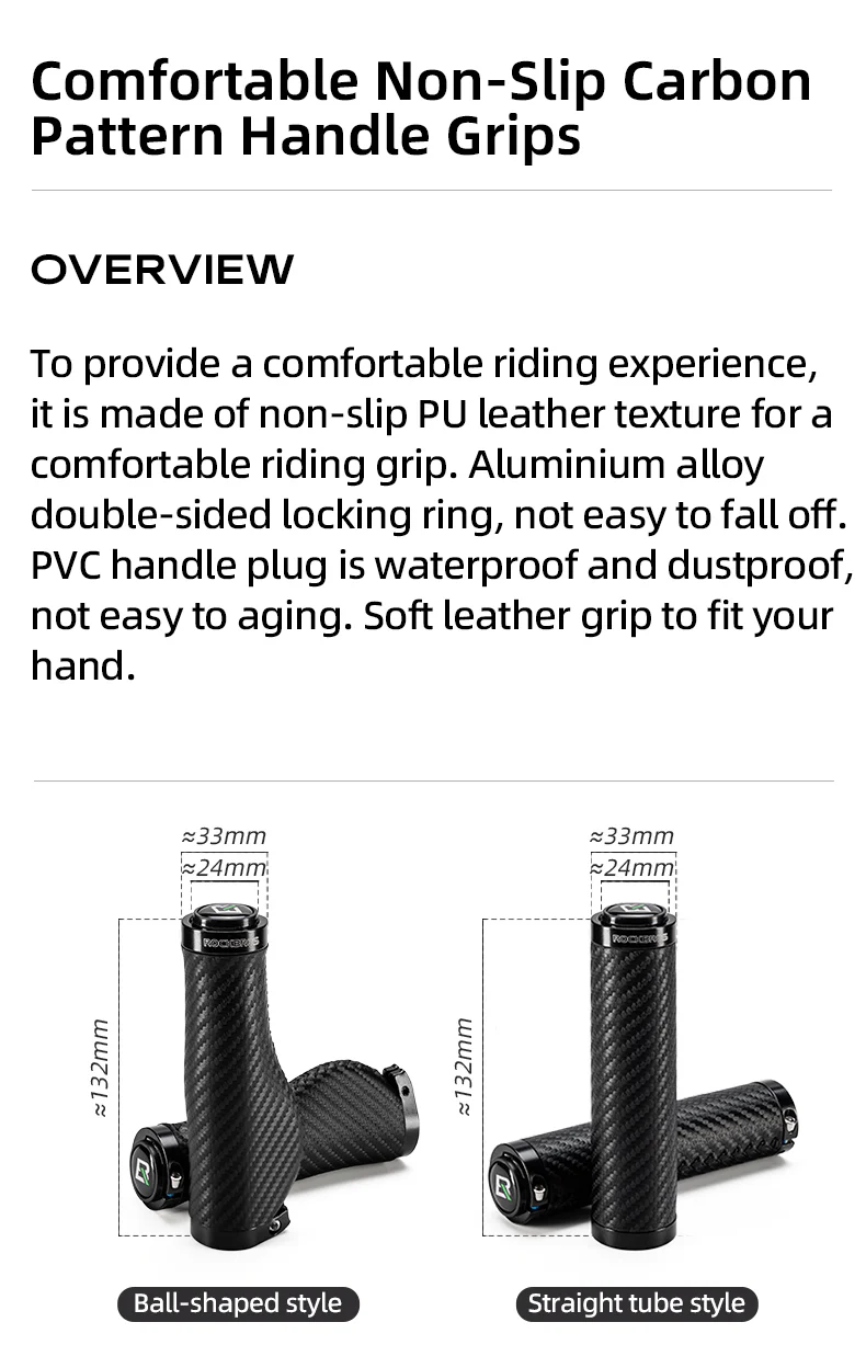ROCKBROS Bicycle Bike Handlebar Handle Grips PU Leather Comfortable - Image 11