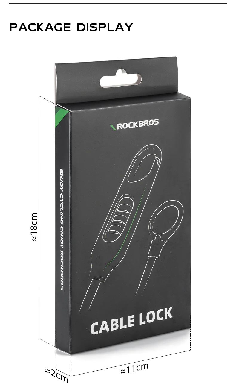 ROCKBROS Bicycle Bike Lock 3 Digit Code Combination Steel Cable Lock Anti-Theft Security - Image 11