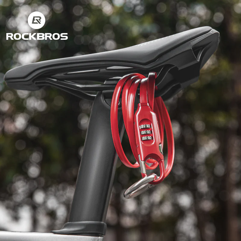 ROCKBROS Bicycle Bike Lock 3 Digit Code Combination Steel Cable Lock Anti-Theft Security - Image 2