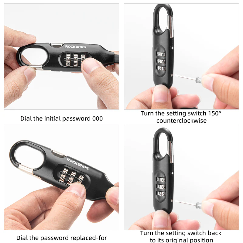 ROCKBROS Bicycle Bike Lock 3 Digit Code Combination Steel Cable Lock Anti-Theft Security - Image 8