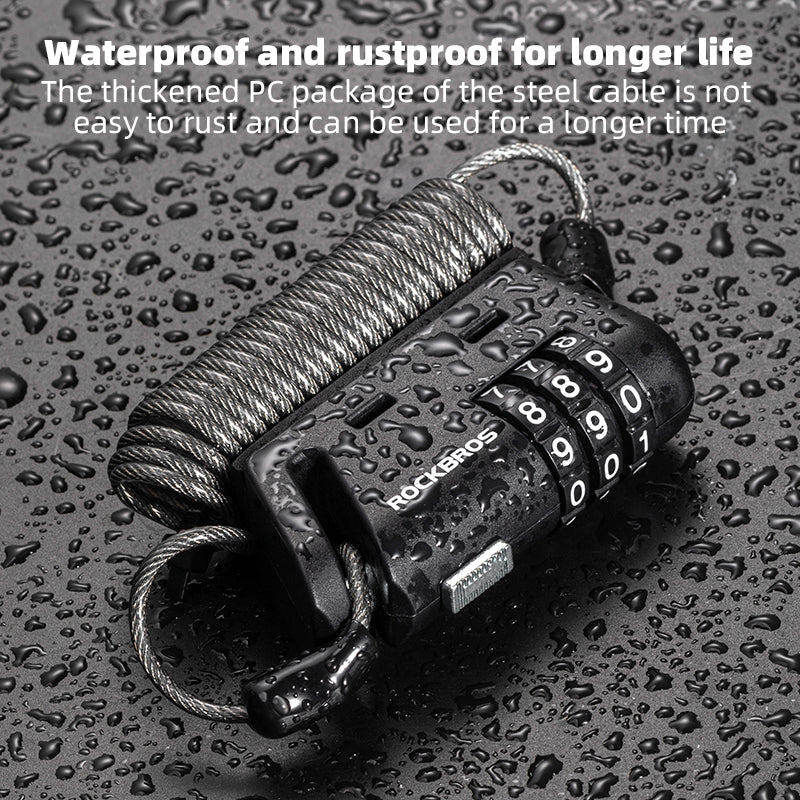 ROCKBROS Bicycle Cable Lock 1.5M Portable Bike Lock Combination Helmet Lock - Image 10