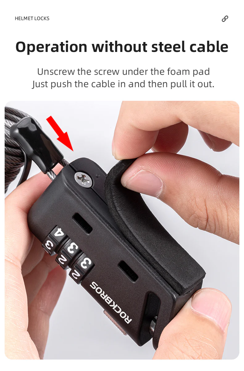 ROCKBROS Bicycle Cable Lock 1.5M Portable Bike Lock Combination Helmet Lock - Image 13