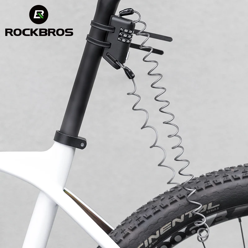 ROCKBROS Bicycle Cable Lock 1.5M Portable Bike Lock Combination Helmet Lock - Image 3