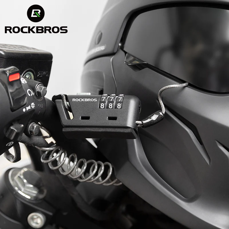 ROCKBROS Bicycle Cable Lock 1.5M Portable Bike Lock Combination Helmet Lock - Image 4