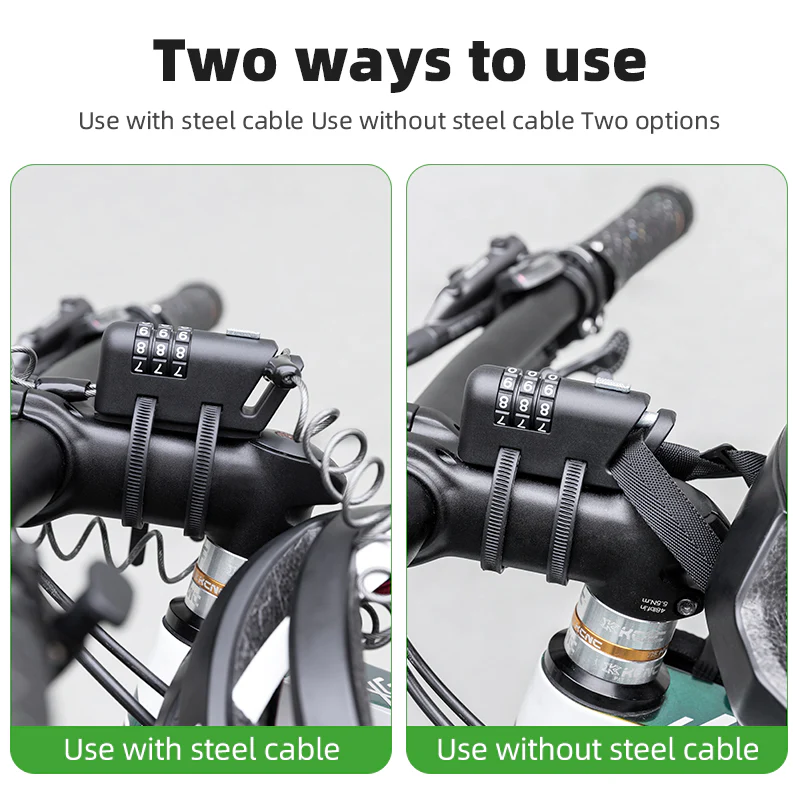 ROCKBROS Bicycle Cable Lock 1.5M Portable Bike Lock Combination Helmet Lock - Image 7