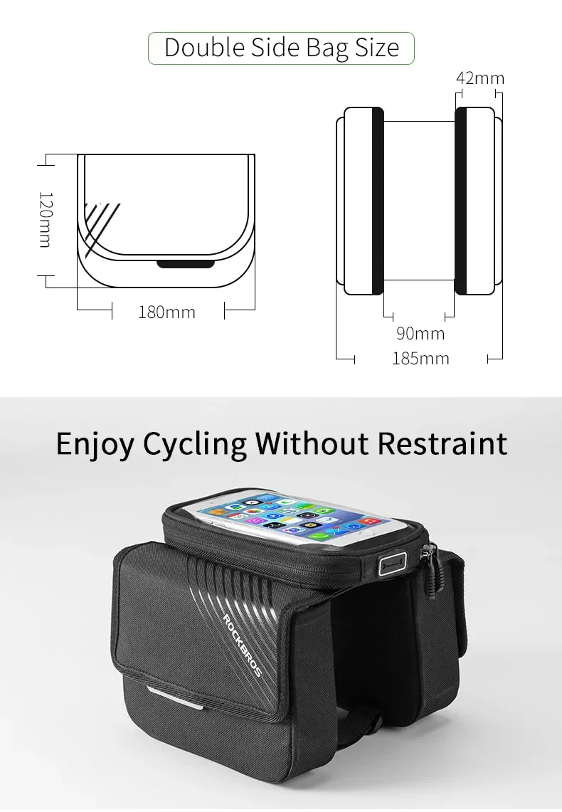 ROCKBROS Bicycle Phone Holder Bag 6.0in MTB Bike Frame Bag Cycling Top Tube Bag - Image 10