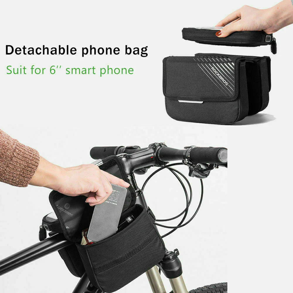 ROCKBROS Bicycle Phone Holder Bag 6.0in MTB Bike Frame Bag Cycling Top Tube Bag - Image 6