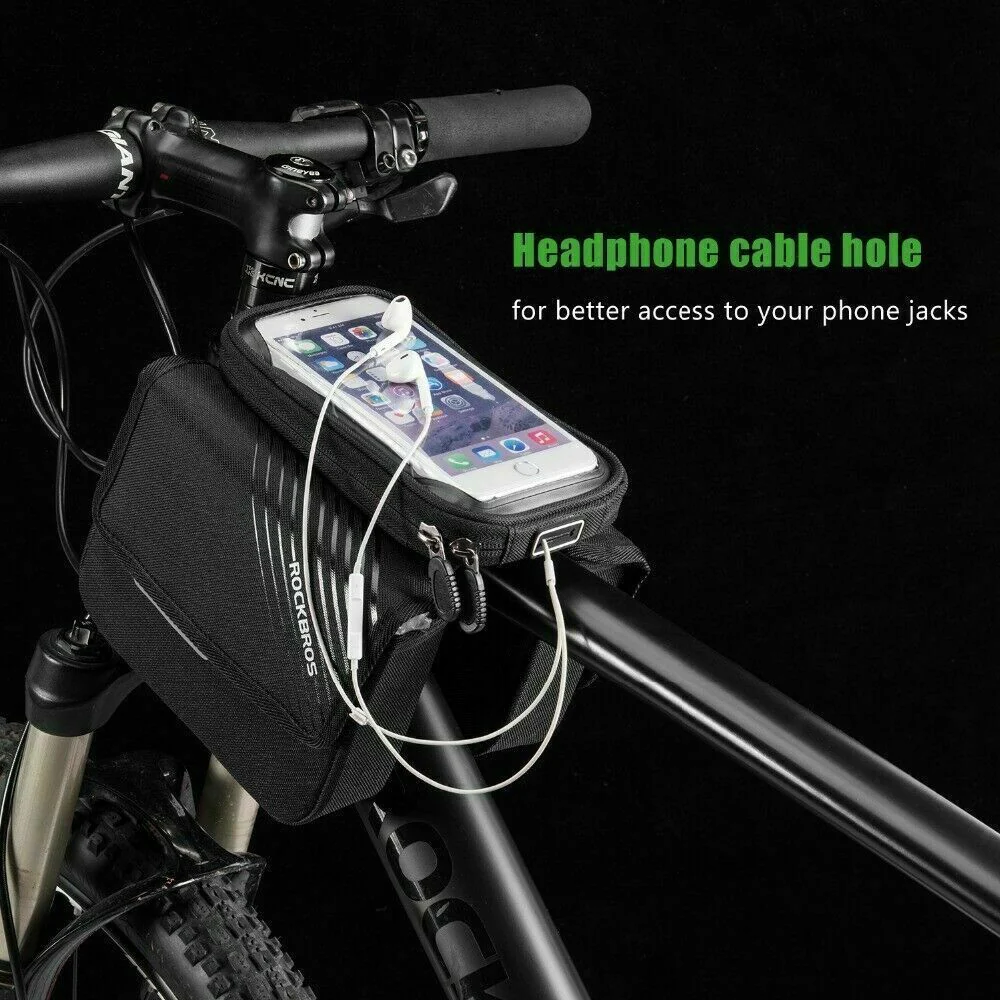 ROCKBROS Bicycle Phone Holder Bag 6.0in MTB Bike Frame Bag Cycling Top Tube Bag - Image 8