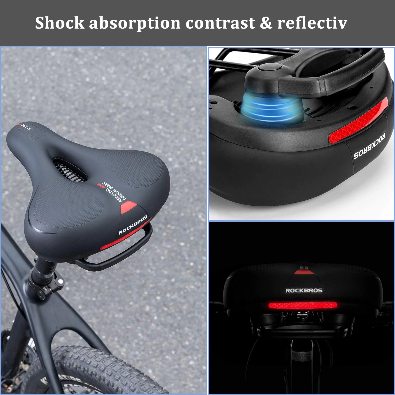 ROCKBROS Bike Bicycle Saddle Seat With Handle Comfort Shockproof Memory Foam Reflective Cycling Cushion - Image 10
