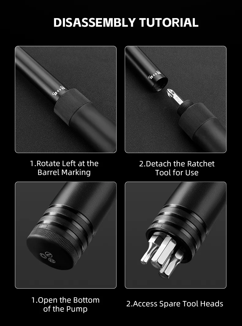ROCKBROS Bicycle Bike Tire Pump 80PSI With Built-in Ratchet Tools - Image 11