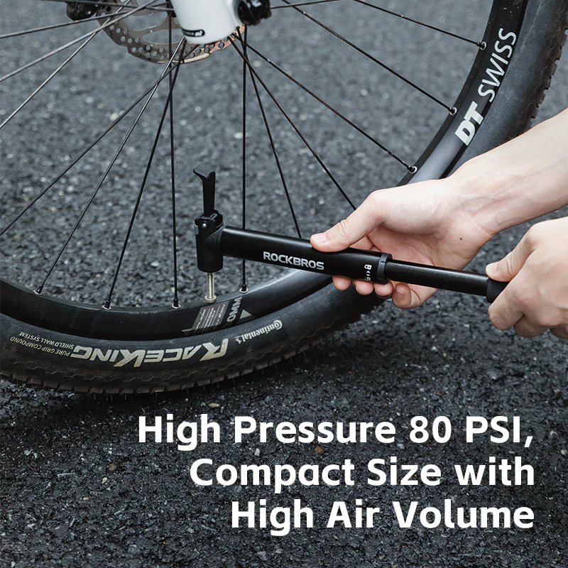 ROCKBROS Bicycle Bike Tire Pump 80PSI With Built-in Ratchet Tools - Image 3