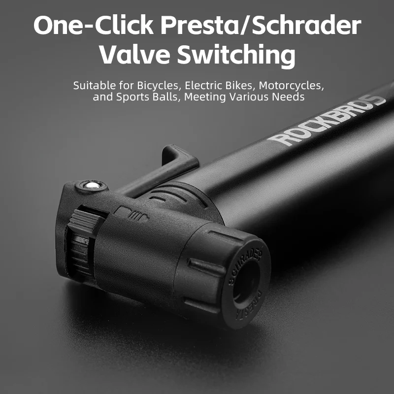 ROCKBROS Bicycle Bike Tire Pump 80PSI With Built-in Ratchet Tools - Image 5