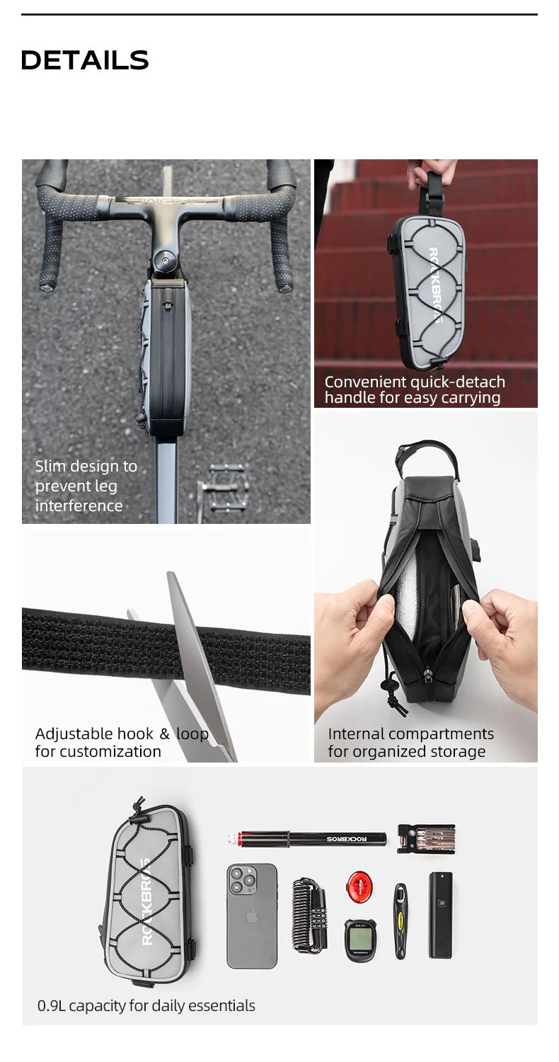 ROCKBROS Bicycle Top Tube Bag Cycling Road Bike Frame Bag Waterproof Reflective - Image 10