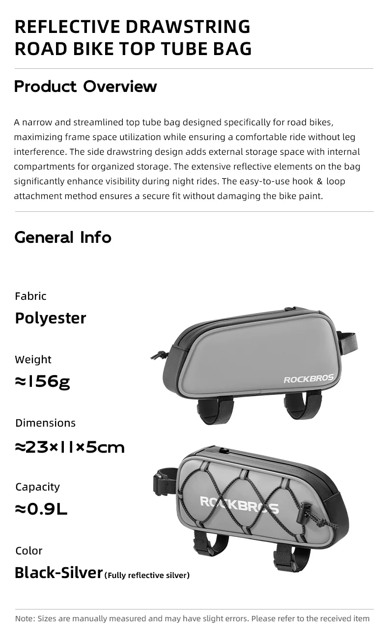 ROCKBROS Bicycle Top Tube Bag Cycling Road Bike Frame Bag Waterproof Reflective - Image 5