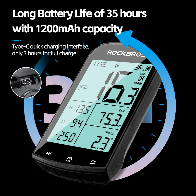 ROCKBROS Bike Computer ANT+ Bluetooth Waterproof GPS/BDS/Galileo Position System - Image 10