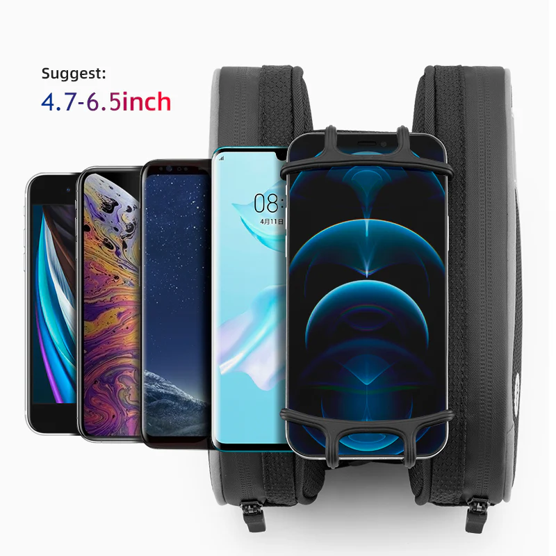 ROCKBROS Bike Front Frame Handlebar Phone Mount Bag Bicycle Top Tube Bag Waterproof Cycling Accessories Bike Pouch with 360° Rotation Phone Holder Fit Smartphone Below 6.7'' - Image 7