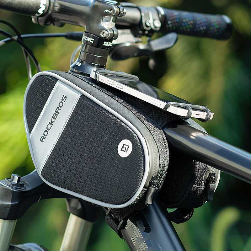 ROCKBROS Bike Front Frame Handlebar Phone Mount Bag Bicycle Top Tube Bag Waterproof Cycling Accessories Bike Pouch with 360° Rotation Phone Holder Fit Smartphone Below 6.7'' - Image 8