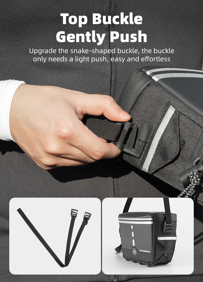 ROCKBROS Motorcycle Bike Handlebar Bag Bicycle Front Storage Bags Bike Phone Mount Pouch Bag with Removable Shoulder Strap for Road Mountain Commute Bike - Image 11