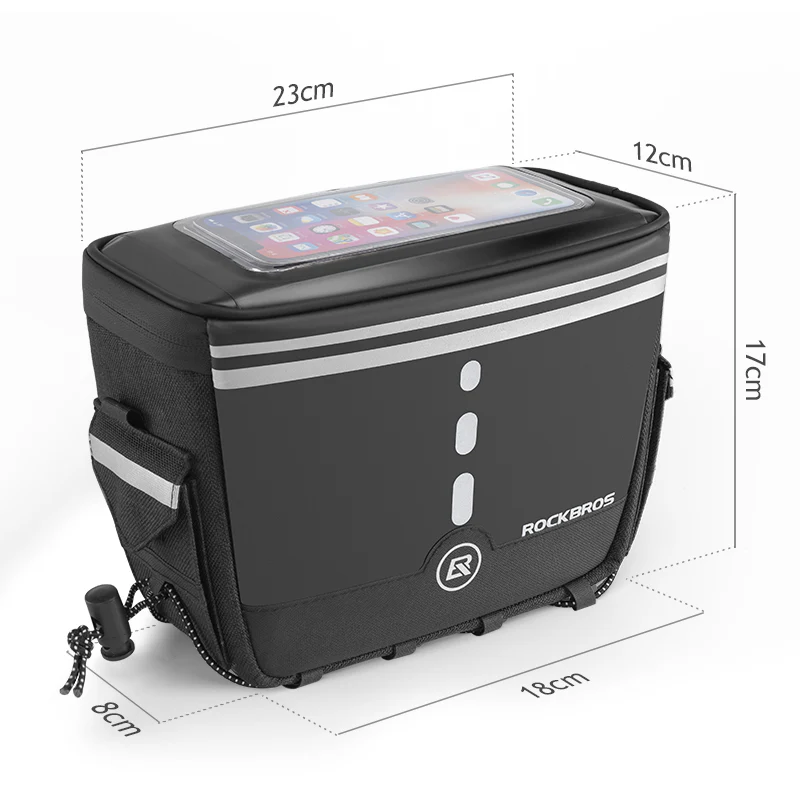 ROCKBROS Motorcycle Bike Handlebar Bag Bicycle Front Storage Bags Bike Phone Mount Pouch Bag with Removable Shoulder Strap for Road Mountain Commute Bike - Image 5