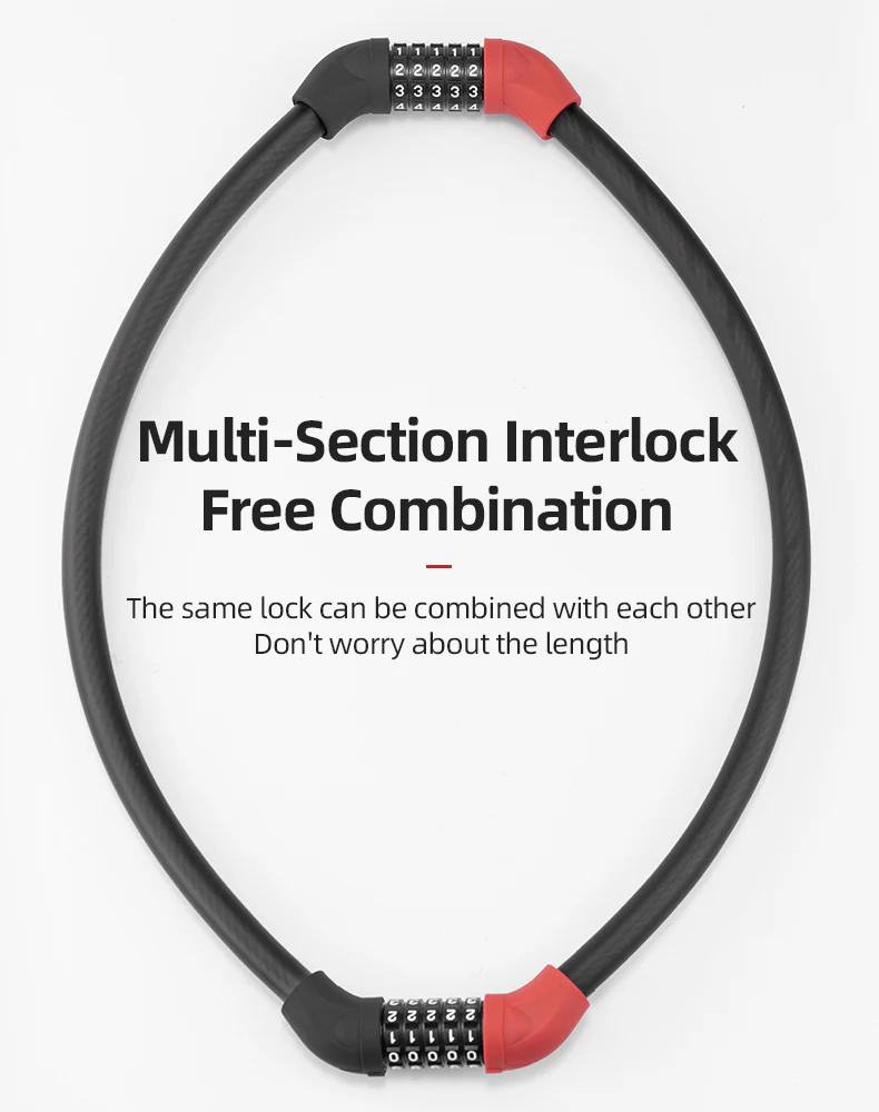 ROCKBROS Bike Lock 5 Digit Cable Lock Lightweight Bicycle Lock Combination Portable Lock - Image 10